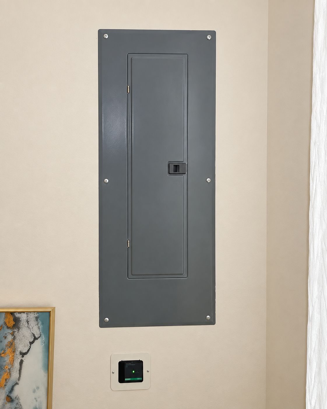 Electric panel installed on an interior wall