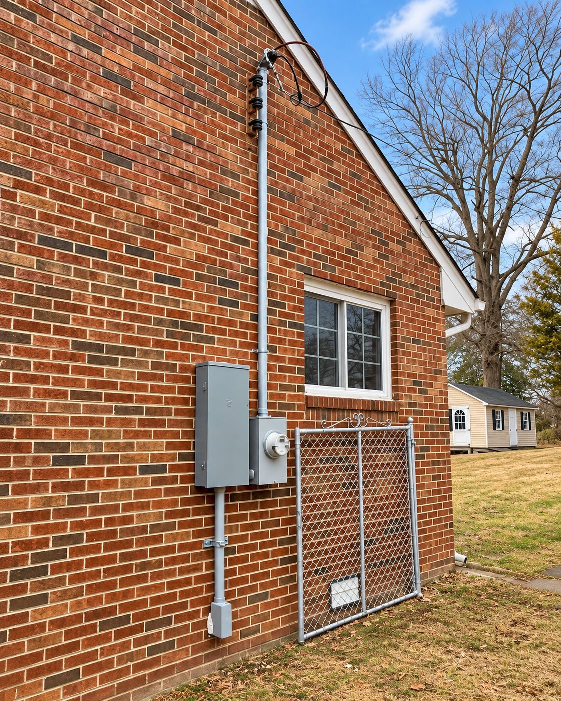 Meter and disconnect on a brick wall