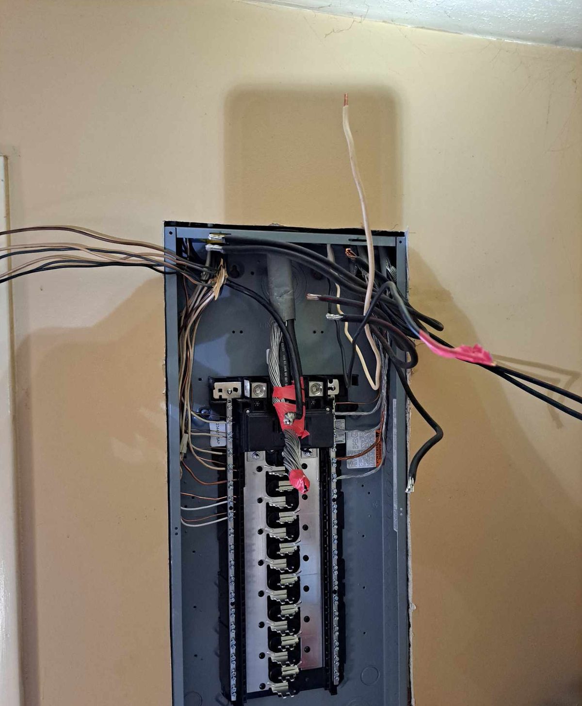 Open electric panel with organized wiring